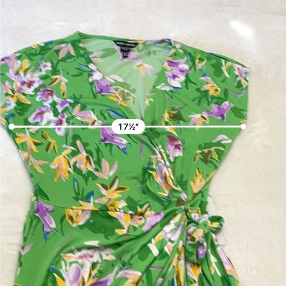 Maggy London Floral Tie Waist Midi Dress V-Neck Cap Sleeve NWT Size 8 - Picture 7 of 14